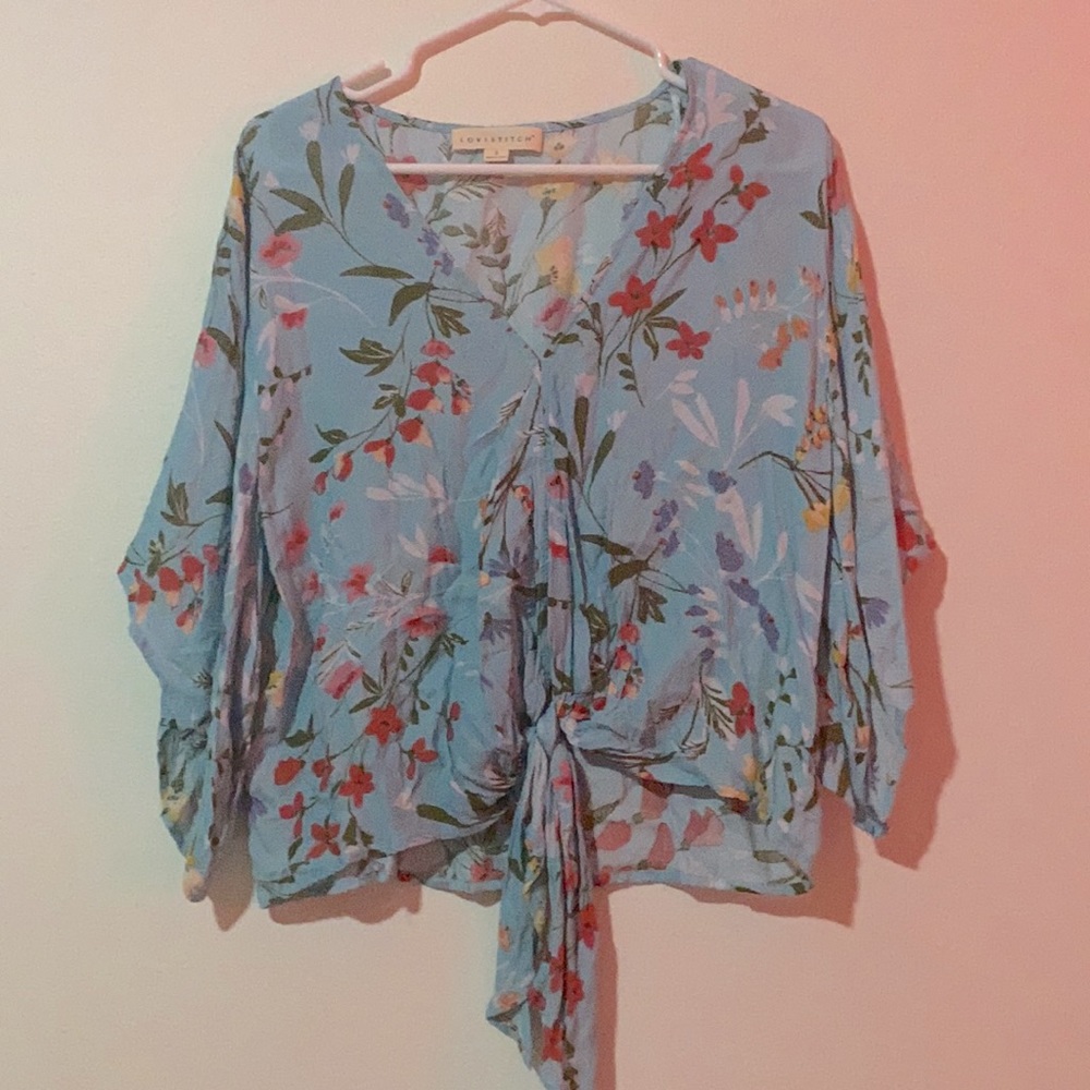 Floral Front tie Blouse, S